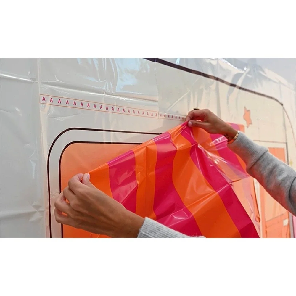 Retro Groovy Camper 3D Party Backdrop Kit Pink Orange Photo Booth Decoration